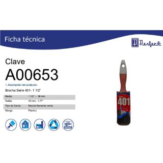 Brocha Serie 401- 1-1/2” A00653 Perfect