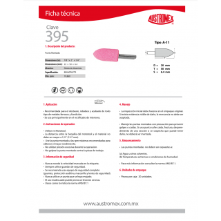 Punta montada rosa tipo A 395 Austromex