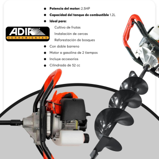 Motoperforadora con motor de gasolina 2 tiempos 11589 Adir