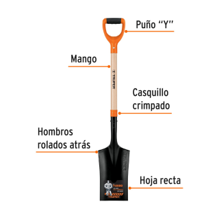 Pala escarramán T-2000, puño "Y" 17162 PES-P Truper