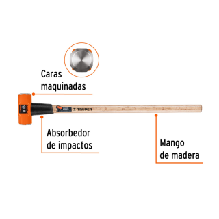Marro octagonal 8 lb, mango de madera 36" 16511 MD-8M Truper