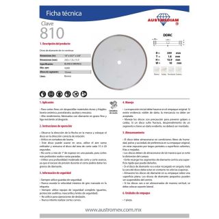 Disco de Diamante 10" 810 Austromex