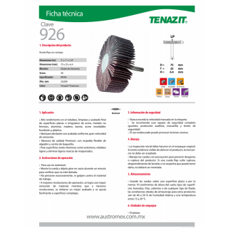 Rueda flap con vástago grano 40 3X1X1/4 926 Austromex