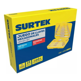 Juego de 25 llaves Allen ALLF25 Surtek