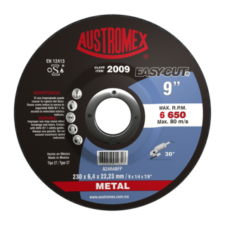 Disco para desbaste de metal 9 Pulg 2009 Austromex