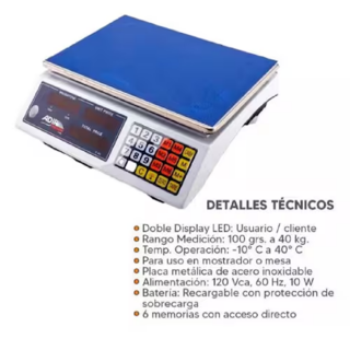 Báscula Electrónica 40 Kg 1702 Adir