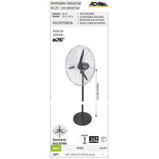 Ventilador Industrial de 26" con Pedestal AD-2071 Adir