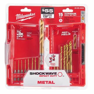 Juego de brocas de titanio 15pz 48-89-4630 Milwaukee