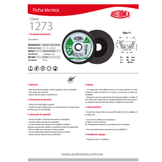 Copa Mini Desbaste Piedra G60 3-5/32" x 1-3/4" x M14-2 1273 Austromex