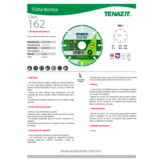 Disco de carburo multiusos 4 1/2 Pulg 162 Austromex