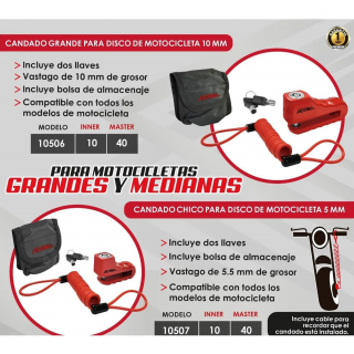 Candado para motocicleta / freno de disco 10507 Adir