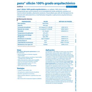 Silicón 100% arquitectónico transparente 280 ml Pennsylvania