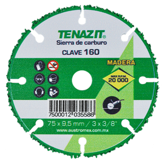 Sierra de Carburo para Taladró 75x9,5 mm/3x3/8" 160 Tenazit