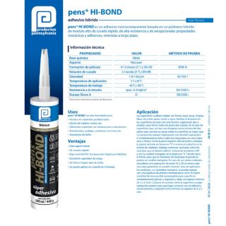 Silicon adhesivo pens HI-BOND blanco 290ml Pennsylvania