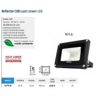 Lampara reflector power led 10W luz blanca AD-1673-B Adir