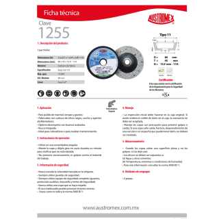 Copa Mini Shellac Easy Cut- C3 3-5/32” x 1-3/4" x 5/8"-11H 1255 Austromex