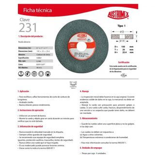 Rueda abrasiva para esmerilado de carburo de tungsteno Easy-cut 231 Austromex
