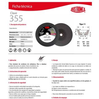 Copa Para Desbaste Metal 5" x 2"x 5/8"-11H 355 Austromex