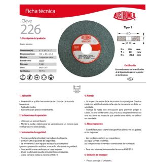 Rueda para esmerilado de carburo tungsteno Easy-cut 226 Austromex