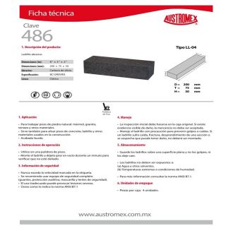 Ladrillo abrasivo acabado burdo 486 Austromex