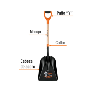Pala carbonera T-2000, puño "Y" 17164 PCAY-P Truper