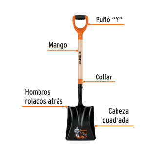 Pala cuadrada T-2000, puño "Y" 17161 PCY-P Truper