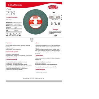 Rueda para esmerilado de carburo tungsteno Easy-cut 239 Austromex