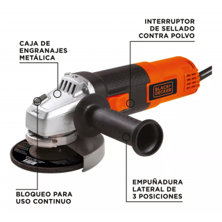 Miniesmeriladora 4-1/2 Pulg 820W G720-B3 Black&Decker.