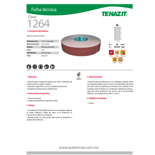 Rollo de Lija para Plomero 1-1/2” G150 1264 Austromex