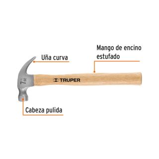 Martillo pulido 7 oz uña curva 16750 MA-7 Truper