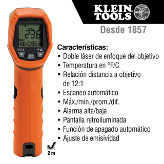 Termómetro infrarrojo de doble láser IR5 Klein Tools