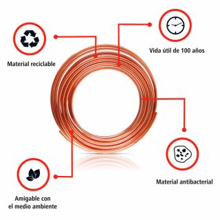 Tubo de cobre 15 Mts 1/2 Pulg Iusa