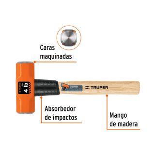 Marro octagonal 4 lb, mango de madera 12" 16508 MD-4M Truper