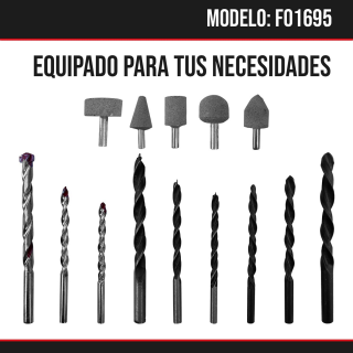 Kit Taladro y Amoladora angular con accesorios FO1695 Foreman