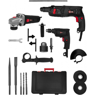 Kit de herramisntas Rotomartillo, Esmeriladora y Taladro FO2470 Foreman