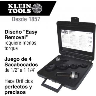Juego de 4 Sacabocados KT de .50'' a 1.25'' en estuche 53900-SEN Klein Tools