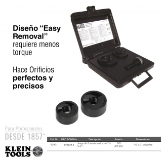Juego de 2 Sacabocados KT de 1.50'' a 2'' en estuche 53901SEN Klein Tools