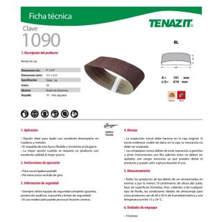 Banda de lija TZAX 101 x 610 mm grano 36 1090 Austromex