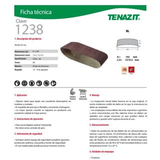 Banda de lija TZAX 152 x 1219.2 mm grano 80 1038 Austromex