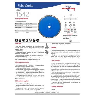 Disco de diamante turbo Uso General 9 Pulg 1542 Austromex