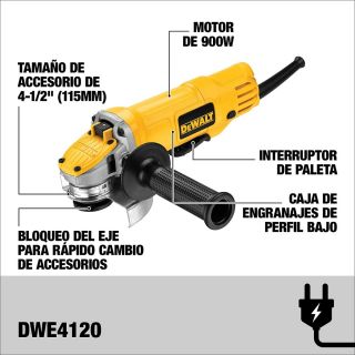 Miniesmeriladora 4-1/2 Pulg 900W DWE4120-B3 DeWalt