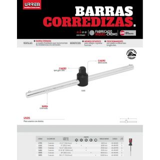 Barra corrediza para dado cuadro de 1", 28-1/2" 5885 Surtek