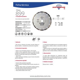 Disco de diamante segmentado Chip-cut 899 Austromex