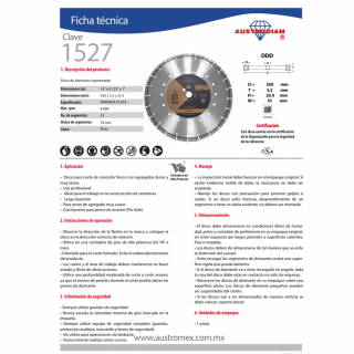 Disco de Diamante Para Corte Concreto 14" 1527 Austromex