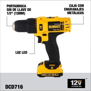Rotomartillo inalámbrico 12VMAX DCD716 DeWalt