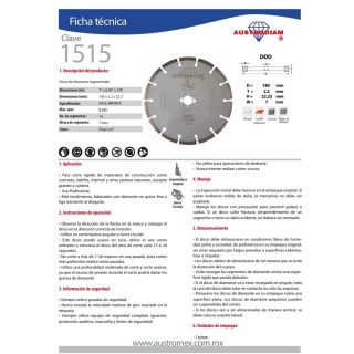Disco de diamante segmentado Chip-cut 1515 Austromex