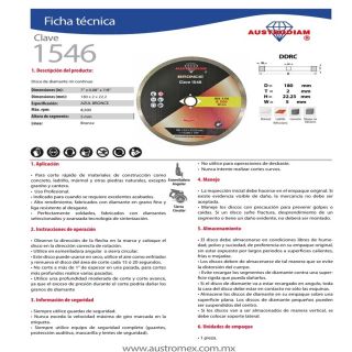 Disco de diamante rin continuo Uso General 1546 Austromex