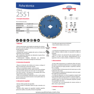 Disco de diamante turbo Uso General 2551 Austromex