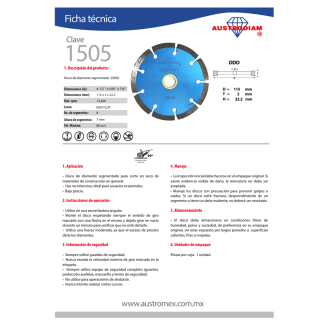 Disco de diamante segmentado Easy-cut 1505 Austromex