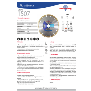 Disco de diamante segmentado Easy-cut 1507 Austromex